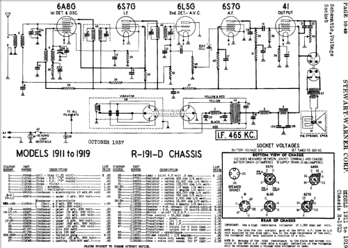 1911 Ch= R-191D; Stewart Warner Corp. (ID = 515168) Radio
