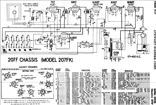 207FK Ch= 207F; Stewart Warner Corp. (ID = 544851) Radio