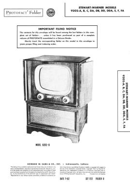 9202-DA ; Stewart Warner Corp. (ID = 3066988) Television