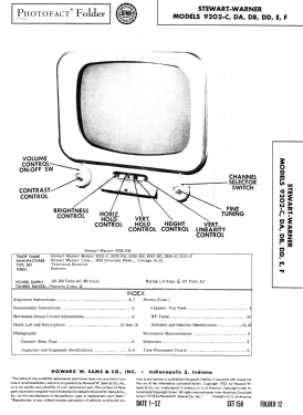 9202-DD ; Stewart Warner Corp. (ID = 3017433) Television