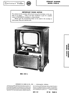 9203-A; Stewart Warner Corp. (ID = 3046661) Televisore