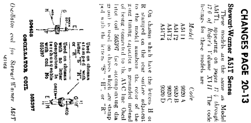 A51T1 Ch= 9020-A; Stewart Warner Corp. (ID = 565494) Radio