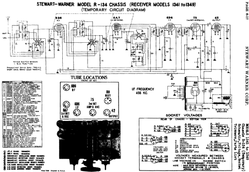 R-134 series chassis; Stewart Warner Corp. (ID = 503242) Radio