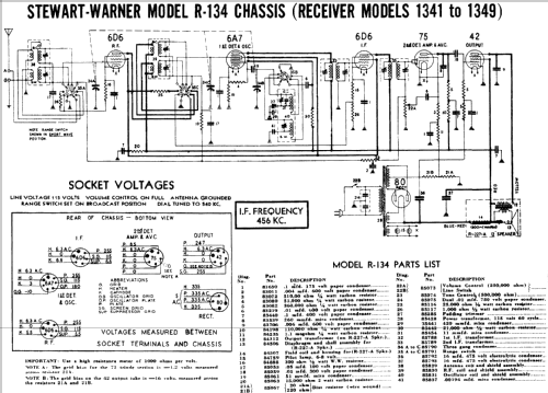 R-134 series chassis; Stewart Warner Corp. (ID = 555841) Radio