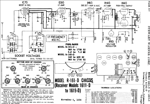 R-161D series chassis; Stewart Warner Corp. (ID = 508088) Radio
