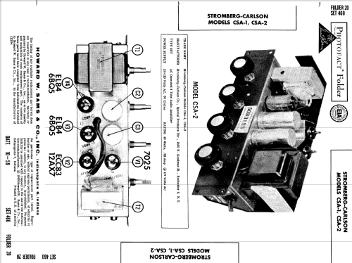 Custom Stereo Amplifier CSA-2; Stromberg-Carlson Co (ID = 591961) Ampl/Mixer