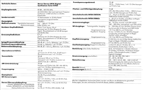 Revox Digital Synthesizer FM Tuner B760; Studer GmbH, Willi (ID = 793984) Radio