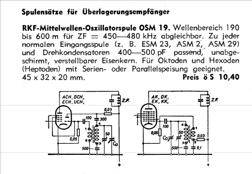 Oszillatorspule für Mittelwellen OSM 19; Stuzzi Ges. mbH; (ID = 675364) Radio part