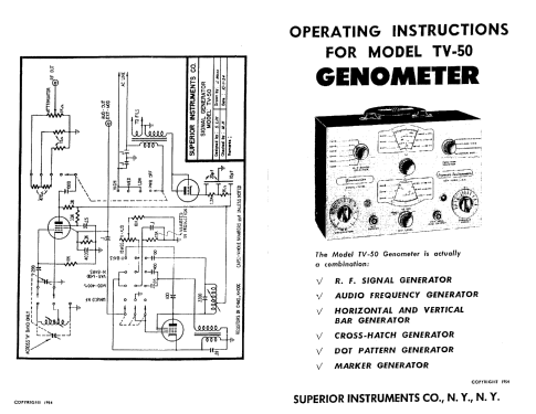 Superior Model TV-50 Genometer Operating Manual 