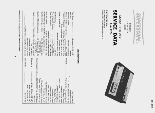 Stereo cassette deck CD-302; Superscope, Geneva (ID = 1567897) R-Player