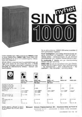 Sinus '1000-serie' högtalare 1017; Svenska (ID = 2928039) Speaker-P
