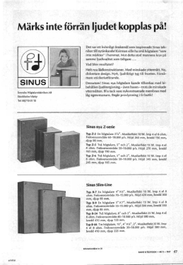 Sinus 'Slim Line' högtalare B-24; Svenska (ID = 2927150) Lautspr.-K