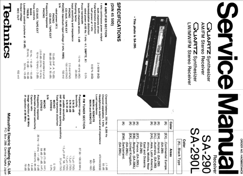 AM/FM Stereo Receiver SA-290; Technics brand (ID = 948815) Radio