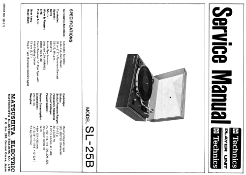 Automatic Turntable SL-25B; Technics brand (ID = 1685199) R-Player