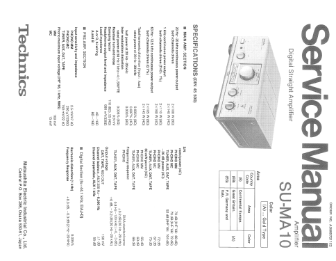 Digital Straight Amplifier SU-MA10; Technics brand (ID = 2559935) Sonido-V