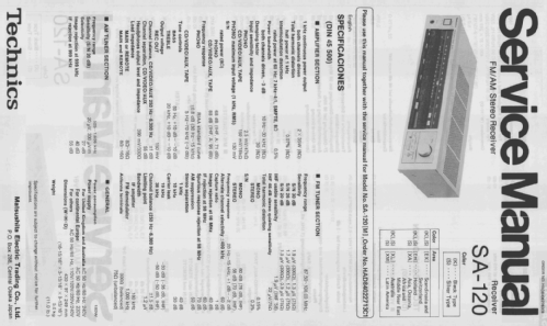 FM/AM Stereo Receiver SA-120; Technics brand (ID = 1148238) Radio