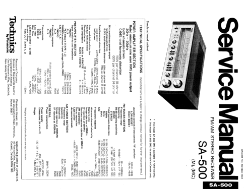 FM/AM Stereo Receiver SA-500; Technics brand (ID = 2093564) Radio