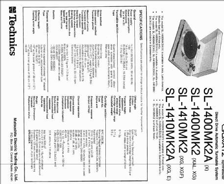 SL-1400MK2; Technics brand (ID = 1265266) R-Player