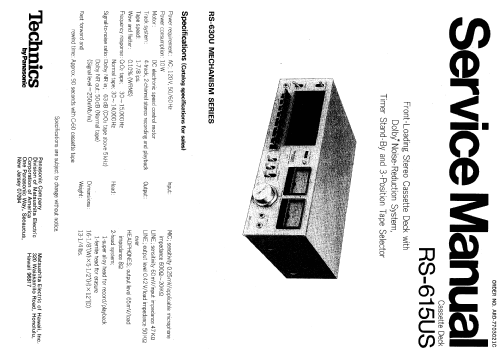 Stereo Cassette Deck RS-615US; Technics brand (ID = 2364404) Enrég.-R