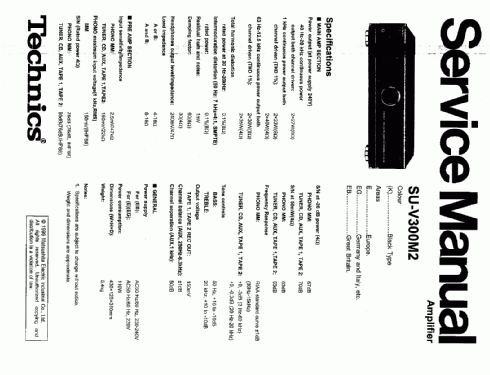 Stereo Integrated Amplifier SU-V300M2; Technics brand (ID = 1186497) Ampl/Mixer