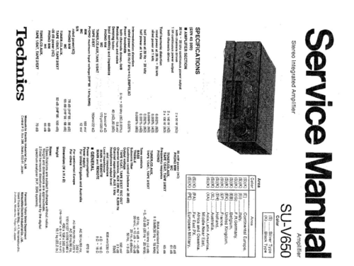 Stereo Integrated Amplifier SU-V650; Technics brand (ID = 2534644) Ampl/Mixer