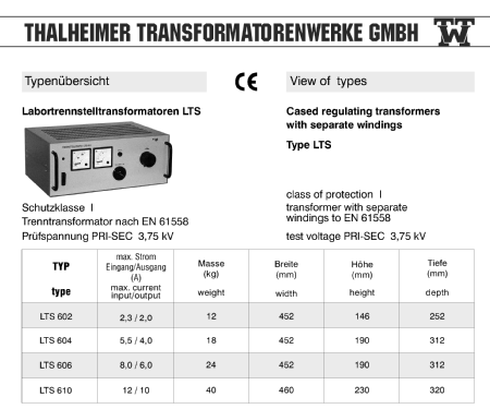 Trennstelltrafo LTS602; Technisch- (ID = 1770411) Equipment