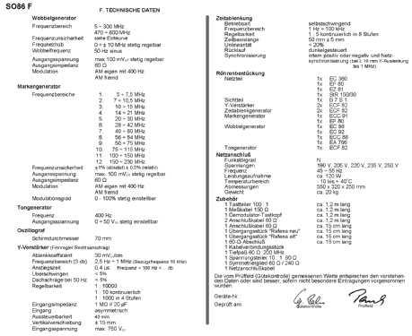 TV-Selektograf SO 86 F; Technisch- (ID = 1517320) Equipment