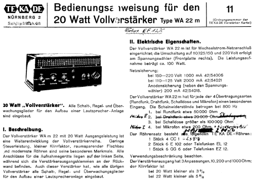 WA22; TeKaDe TKD, (ID = 1960390) Ampl/Mixer