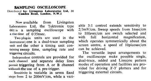 Sampling Oscilloscope 661; Tektronix; Portland, (ID = 2651165) Equipment