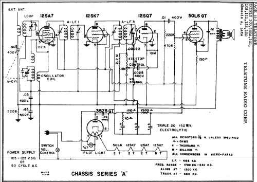 122 Ch= A late; Tele-Tone Radio Corp (ID = 394049) Radio