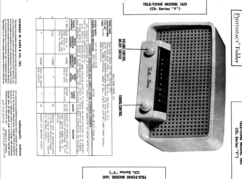 160 Ch= Y; Tele-Tone Radio Corp (ID = 579530) Radio