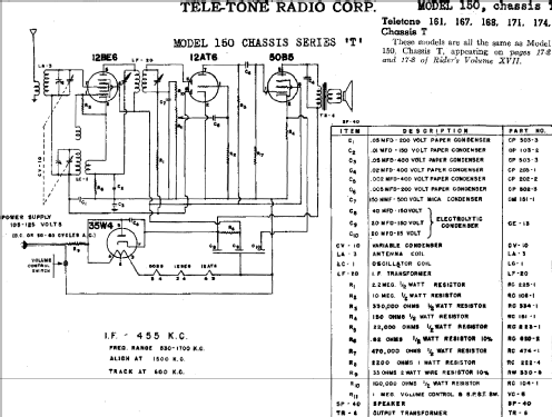 167 Ch= T; Tele-Tone Radio Corp (ID = 713484) Radio