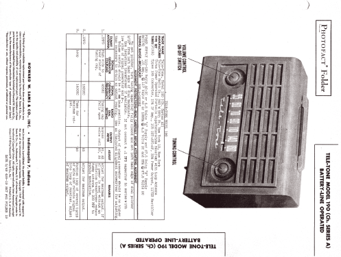 190 Ch= AZ; Tele-Tone Radio Corp (ID = 1280455) Radio