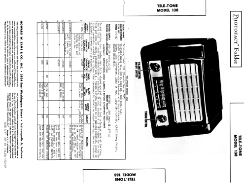 Tele-Tone Series N 138 Ch= N; Tele-Tone Radio Corp (ID = 889257) Radio