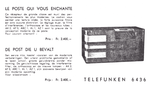 6436WL ; Telefunken (ID = 1933235) Radio