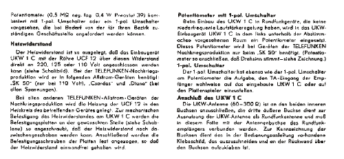 Einbau-Gerät, Einbau-Vorsatz UKW1C; Telefunken (ID = 410485) Adaptor