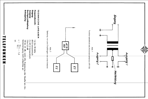 Antennenverteiler f. Grenz- und KW-Empfangsanlagen ATR 103; Telefunken (ID = 1355536) Diversos