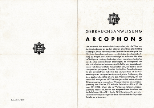 Arcophon 5; Telefunken (ID = 2712794) Speaker-P