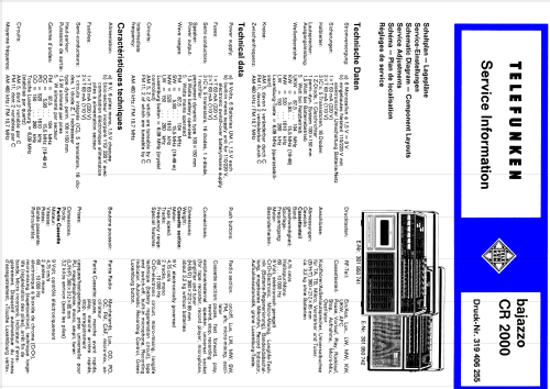 Bajazzo CR2000; Telefunken (ID = 1932966) Radio