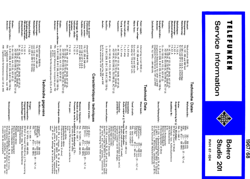 Bolero Studio 201; Telefunken (ID = 1956821) Radio