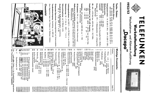 Dacapo 1952; Telefunken (ID = 1796320) Radio