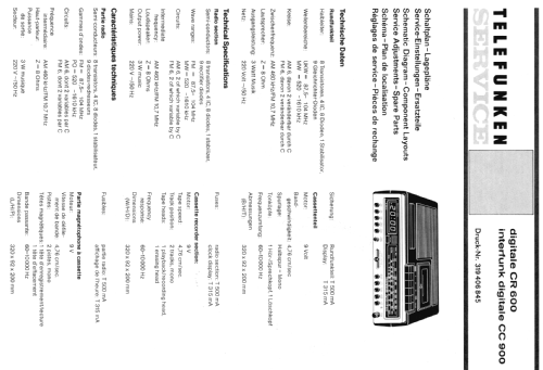 Digitale CR 600; Telefunken (ID = 183985) Radio