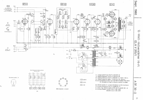 Vollverstärker 12 Watt Hi-Fi Ela V 315/1; Telefunken (ID = 1035425) Ampl/Mixer