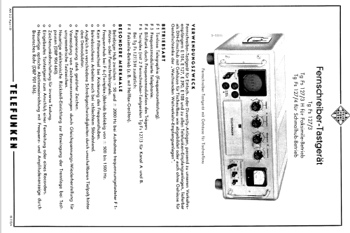 Fernschreiber-Tastgerät Tg Fs 127/3; Telefunken (ID = 1353358) Morse+TTY