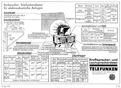 Groß-Lautsprecher Effekt II Ela L44 mit Gleichrichter Ela B844; Telefunken (ID = 2424117) Speaker-P