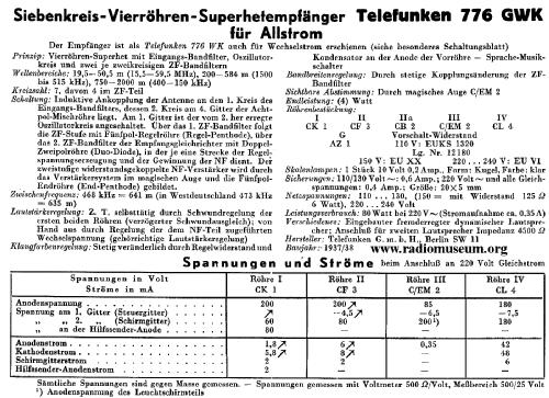 Gross-Super 776GWK ; Telefunken (ID = 37584) Radio