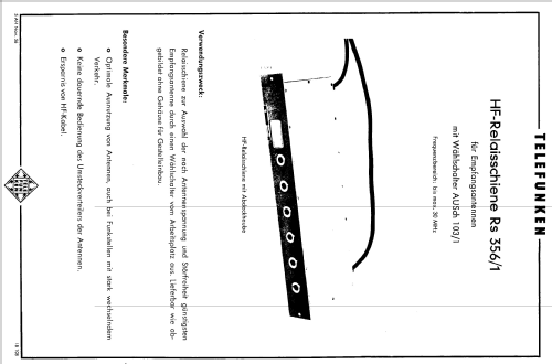 HF-Relaisschiene Rs 356/1; Telefunken (ID = 1357891) Altri tipi
