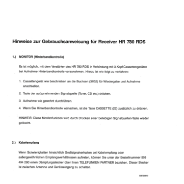 HiFi RDS Receiver HR 780 RDS; Telefunken (ID = 2355516) Radio