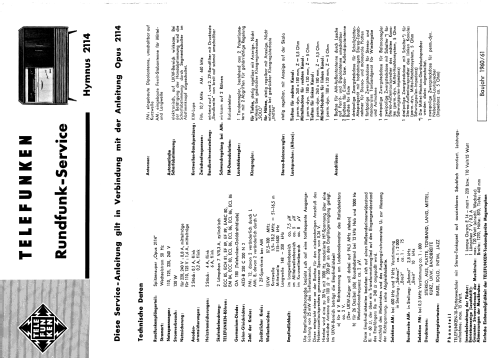 Hymnus 2114; Telefunken (ID = 1946215) Radio