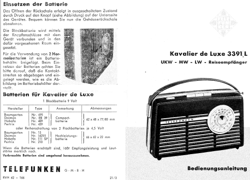 Kavalier de luxe 3391L; Telefunken (ID = 1003968) Radio